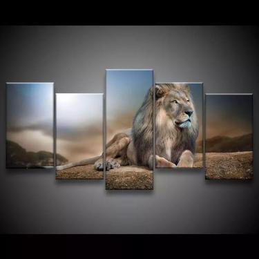 Imagem de Quadro Decorativo 129x63 Sala Escritório Leão