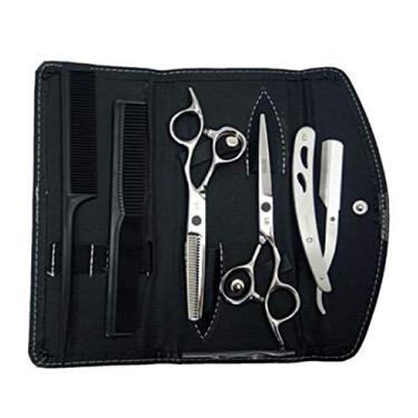 Imagem de Kit 2 Tesouras Fio Navalha 6.0 Desfiadeira 6.0 Prata + Navalha + Estojo