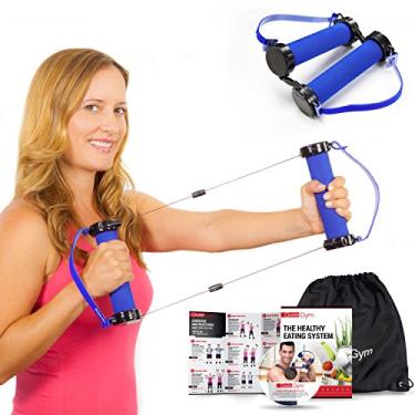 Imagem de Gwee Gym – Kit de exercícios de faixas de resistência, pequenas, pulseiras de exercícios azuis, construção de músculos magra com faixas de treino, facilmente portátil, inclui um kit de acessórios, DVD, bolsa de viagem e e-book de alimentação saudável