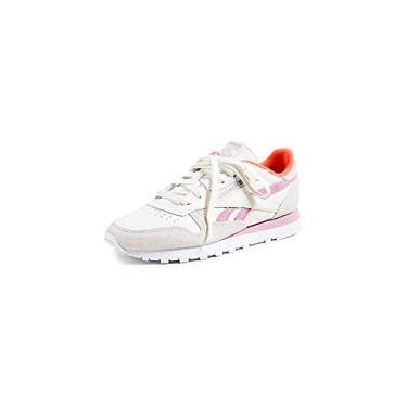 Imagem de Reebok Women's Classic Leather Sneakers, Chalk/Infused Lilac/White, 6.5 Medium US