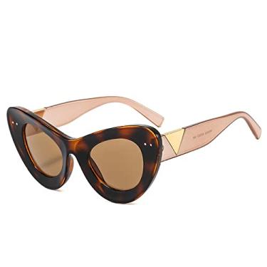 Imagem de Óculos de sol fashion olho de gato retrô grande armação medidor de unhas tons mesmo azul à prova de luz, 5, tamanho único