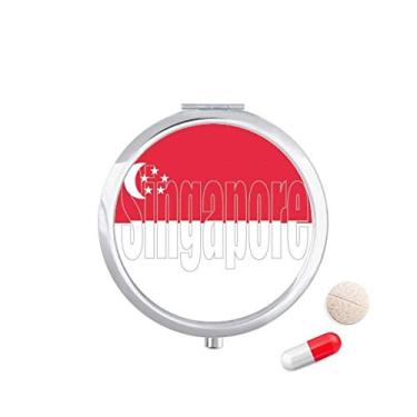 Imagem de Caixa de comprimidos com nome da bandeira do país Singapura, caixa de armazenamento de medicamentos