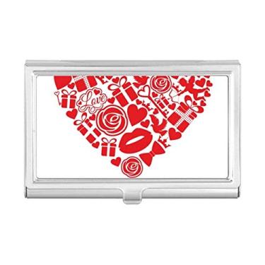 Imagem de Dia dos Namorados Coração Vermelho Rosa Presente Amor Cartão de Visita Caixa Carteira de Bolso