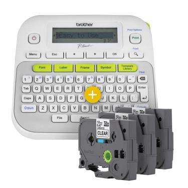 Imagem de Kit Rotulador Brother PT-D210 + 3 Fitas TZe231 Preto/Branco