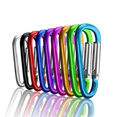 Imagem de UPINS 100 peças de mosquetão com trava de alumínio, clipes de mola, chaveiro em forma de D, pacote com fivela