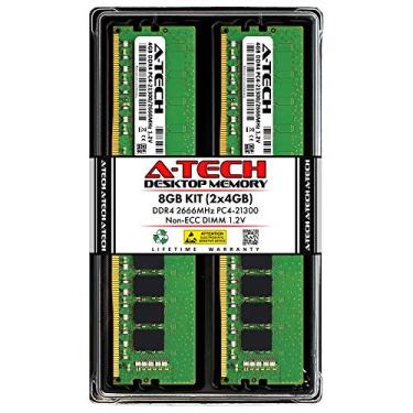 Imagem de A-Tech 8GB (2x4GB) DDR4 2666 MHz UDIMM PC4-21300 (PC4-2666V) CL19 DIMM Módulos de memória RAM não ECC para desktop