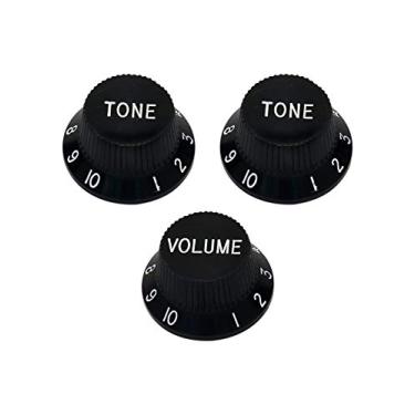 Imagem de Metallor Botões de controle de velocidade 1 volume e 2 tons compatíveis com guitarra elétrica Fender Strat Stratocaster (Preto)