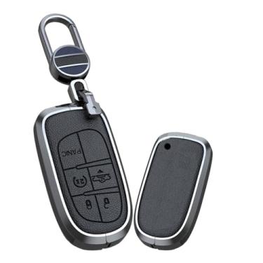 Imagem de KUNIO Capa de chaveiro de carro adequada para Jeep Grand Cherokee Compass wrangler Dodge Key capa protetora chaveiro chaveiro chaveiro capa de chave, Preto