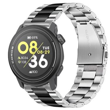 Imagem de Compatível com pulseiras COROS PACE 3, pulseira de substituição de metal de aço inoxidável Lamshaw de 20 mm, masculina e feminina, compatível com smartwatch COROS APEX 2/PACE 2/APEX 42 mm (20 mm para APEX 2/PACE 2/APEX 42 mm, prata-preto)