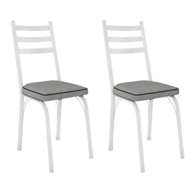 Imagem de Kit 2 Cadeiras de Cozinha Luisiana Estampado Platina Pés de Ferro Branco - Pallazio