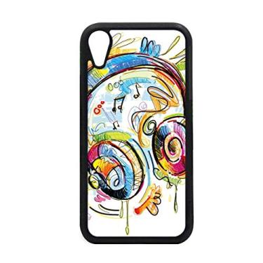 Imagem de Fone de ouvido colorido com estampa de música louca para iPhone XR capa para proteção de telefone Apple