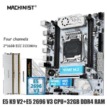 Imagem de MACHINIST-X99 Kit para Placa-Mãe  K9 Combo LGA 2011-3  Xeon E5 2696 V3 CPU Kit  DDR4 32GB  16x2Pcs