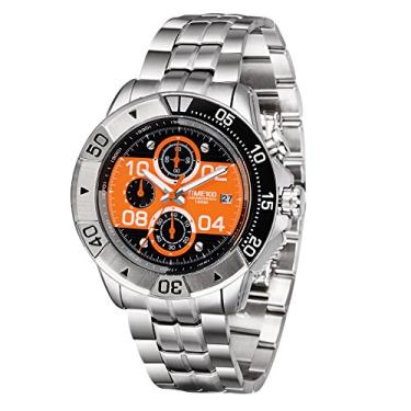 Imagem de TIME100 Relógio masculino multifunções fashion pulseira de aço 100 m à prova d'água azul esporte e casual relógios de quartzo para homens (laranja e aço), Preto