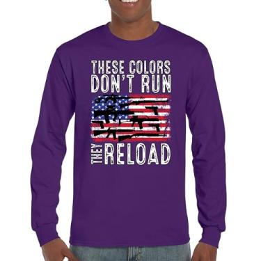 Imagem de Camiseta de manga comprida These Colors Don't Run They Reload 2nd Amendment 2A Second Right American Flag Don't Tread on Me, Roxa, G