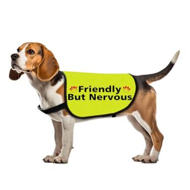 Imagem de Nervous Dog Jacket Vest Friendly But Nervous Dog Slogan Colete Presente Social Distanciamento (Amigável, mas Nervoso-Grande)