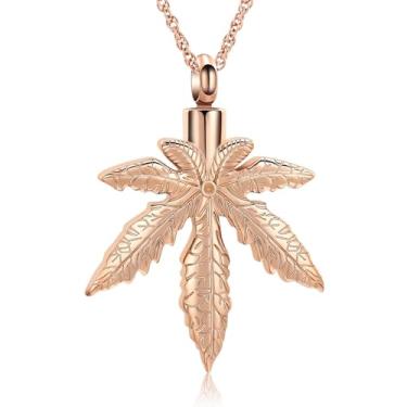 Imagem de AIWENXI Joias de cremação para cinzas, folhas, urna, colares para homens e mulheres, aço inoxidável, lembrança, animal de estimação/pingente de cinza humana, joias com kit de enchimento de funil,