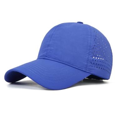Imagem de QOHNK Boné de beisebol de cabeça grande para homens e mulheres verão básico uso diário respirável boné de malha ultraleve, Azul royal, M