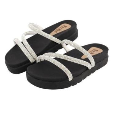 Imagem de Papete Feminina Sandália Sola Alta Strass Cristal Blogueira-Feminino