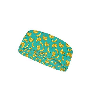 Imagem de Psaytomey Bandanas de cabelo para suor, pacote com 5, faixas femininas com estampa de banana, faixas de cabelo para mulheres, esportivas, masculinas, cabelo longo