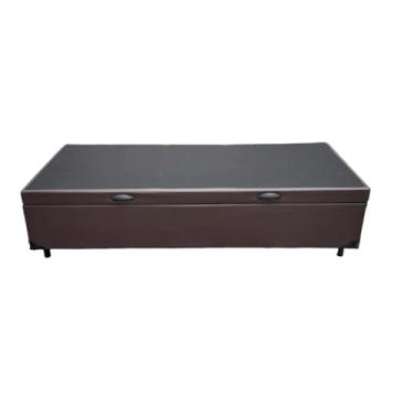 Imagem de Cama Box Baú Solteirão King Blindado Sintético Marrom