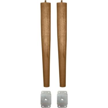 Imagem de Pé Palito 50cm Madeira Eucalipto Resistente + Chapinha Metal Reta (2)