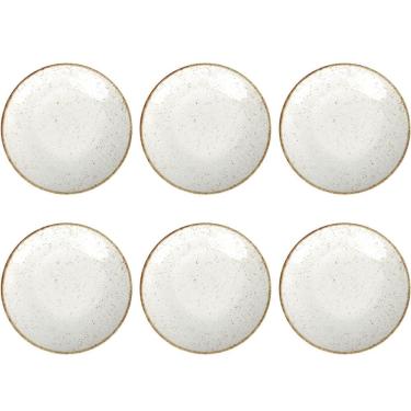 Imagem de Conjunto 6 Pratos de Sobremesa Porcelana Tramontina 21cm Rústicos Marrom Mesa Posta