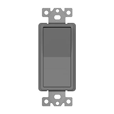 Imagem de ENERLITES Interruptor de luz basculante decorador de 4 vias, fiação de fixação, parafuso de aterramento, grau residencial, 15A 120V/277V, listado na UL, 94150-GY, cinza