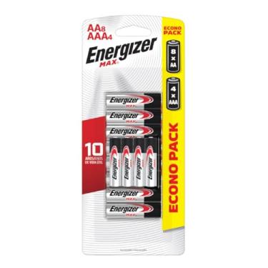 Imagem de Pilha Alcalina Energizer AA MAX 2A Pequena e Pilha Alcalina AAA MAX 3A Palito kit 12 unidades