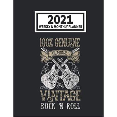 Imagem de 2021 Weekly & Monthly Planner: Classic Vintage Rock n Roll Music Guitars Guitarist Player Size 8.5 x 11 Calendar Schedule Organizer with 12 Monthly ... Pages for Women, Home, School and Office