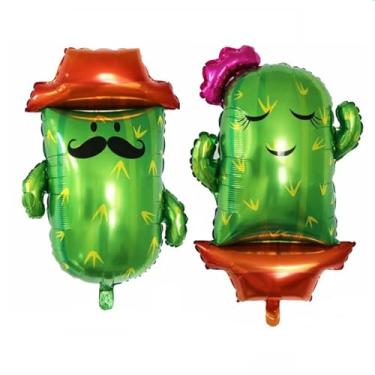 Imagem de Morndew 2 peças de balões de folha de cacto Mr and Ms para festa temática de festa mexicana crianças festa de aniversário chá de bebê decorações de festa de casamento