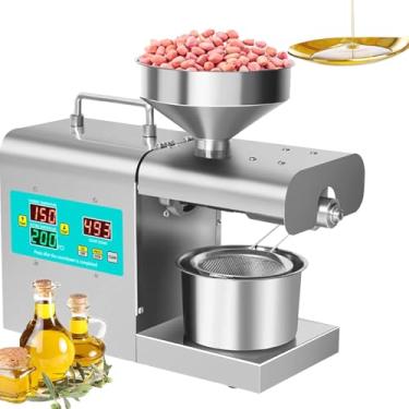 Imagem de MáQuina AutomáTica Prensa óLeo De 820w, Controle Digital Inteligente Temperatura Prensa óLeo Amendoim E Girassol Extrator Azeite, Todo Em AçO InoxidáVel,50 A 220 °C, Para Amendoim Gergelim Noz