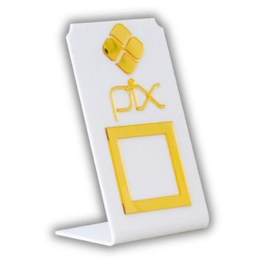 Imagem de Expositor QR CODE PIX - Branco com Dourado - Lm Balcoees