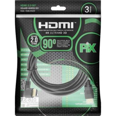 Imagem de Cabo Hdmi L 3M 90 Graus Blindado 2.0 Ethernet 3 Metros 4K 3D - Pix