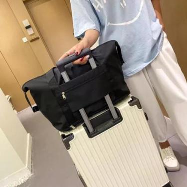 Imagem de Bolsa Viagem Passeio Extensível Dobrável Preta - Bolsa Expansível