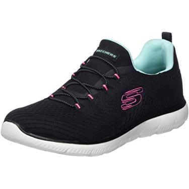 Imagem de Skechers Tênis feminino Summits Fast Attraction, Malha preta azul claro acabamento rosa, 35