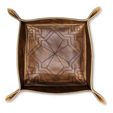Imagem de Organizador De Mesa Porta-trecos Em Couro 16x16x4cm - Sparta Acessório