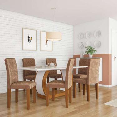 Imagem de Conjunto De Mesa De Jantar Com 6 Cadeiras Estofadas Mia Anima