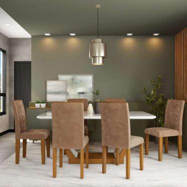 Imagem de Conjunto De Mesa De Jantar Com 6 Cadeiras Estofadas Amélia An