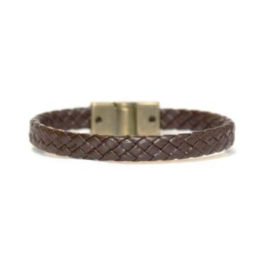 Imagem de Pulseira Couro Square - Vorax Acessórios, Marrom, P - 17cm a 17,5cm