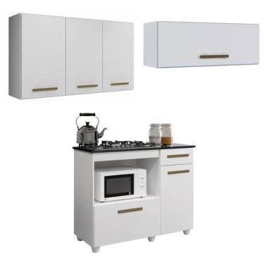 Imagem de Conjunto Balcão para Cooktop 4 Bocas 2 Portas e 2 Armários Aéreos - Ka