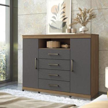 Imagem de Cômoda para Quarto 2 Portas 4 Gavetas 1 Nicho Master com Rodízios - Sa