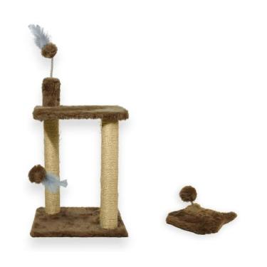 Imagem de Arranhador para Gatos Sisal Plataforma 2 Andares com Brinquedo Mola Ma
