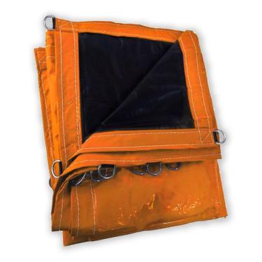 Imagem de Lona Caminhão Locomotiva PVC  Laranja/Preto Com Argola 3x2