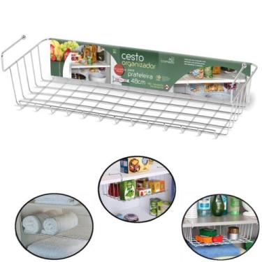 Imagem de Cesto Organizador 48cm para Prateleira Cozinha, Banheiro, Lavanderia  