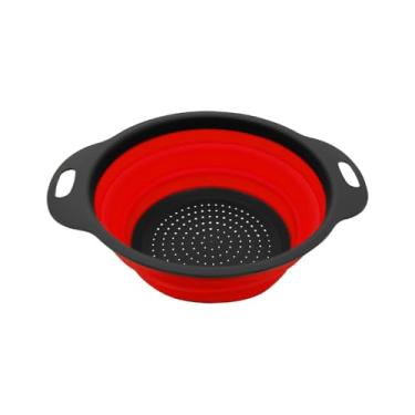 Imagem de Escorredor Multiuso Silicone 24cm Redondo Dobrável Retrátil Para Macarrão Massas Legumes Moderno - E-ShopCenter