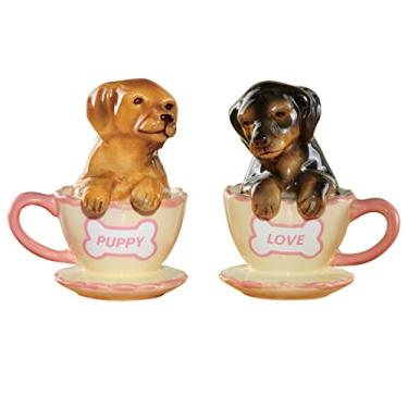 Imagem de Pacific Trading Conjunto de copos de chá Dachshund Puppies Love Salt and Pepper Shakers