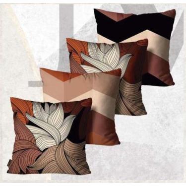 Imagem de Kit Com 4 Capas de Almofadas Folhas Abstratas Terracota - mdecore