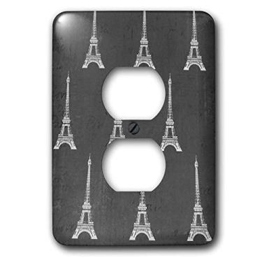 Imagem de 3dRose Tampa de tomada de dois plugues lsp_35242_6 com torres Eiffel, preto/branco