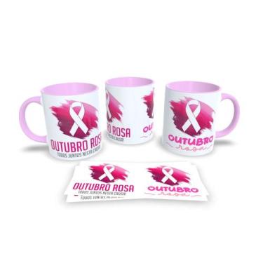 Imagem de Canecas Rosa de Porcelana Personalizadas Outubro Rosa - Estampa Sublim