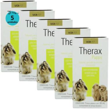 Imagem de Therax Puppy 20ml Vermífugo Para Cães ucbvet Kit Com 5